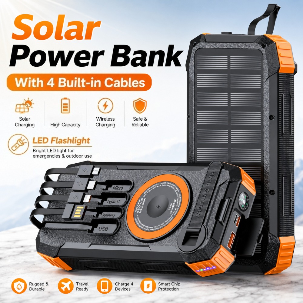 Power Bank Tenaga Surya 50000m - Solar Emergency Charger ulasan dan harga